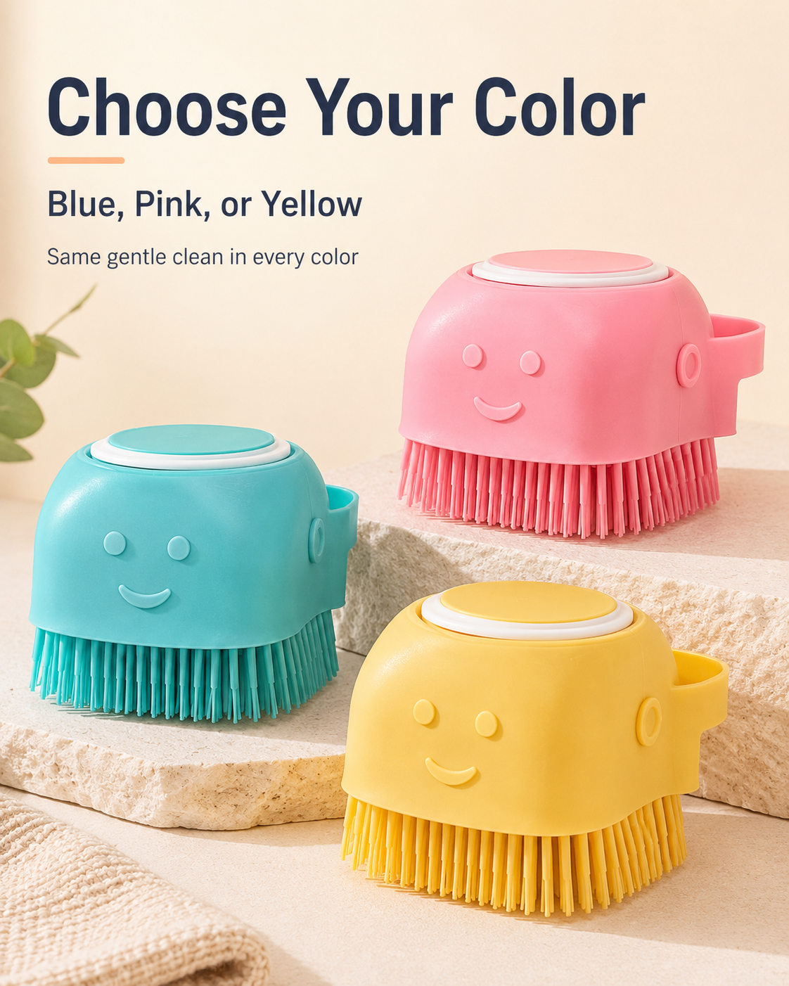 2-in-1 Silicone Pet Bath Brush with Shampoo Dispenser – Soft Massage Scrubber for Dogs & Cats