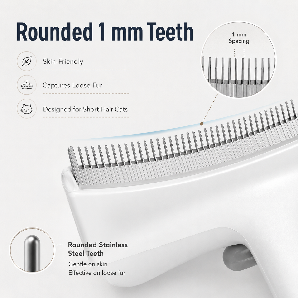 One-Click Self-Cleaning Cat Deshedding Comb – Gentle Short-Hair Grooming Tool