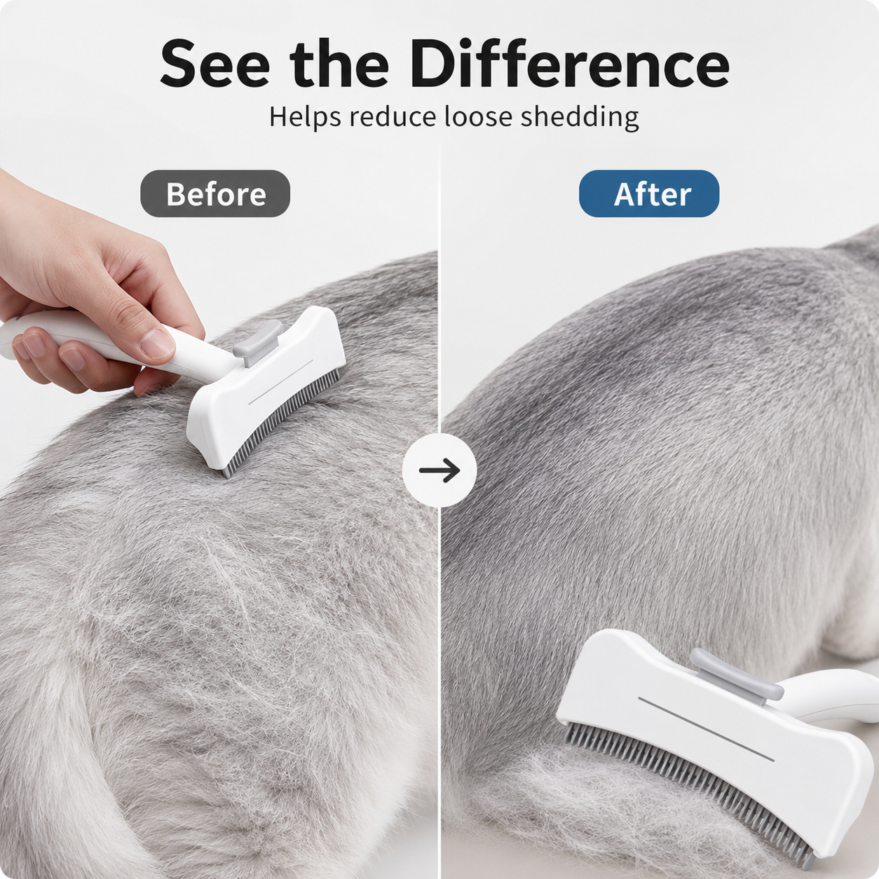 One-Click Self-Cleaning Cat Deshedding Comb – Gentle Short-Hair Grooming Tool