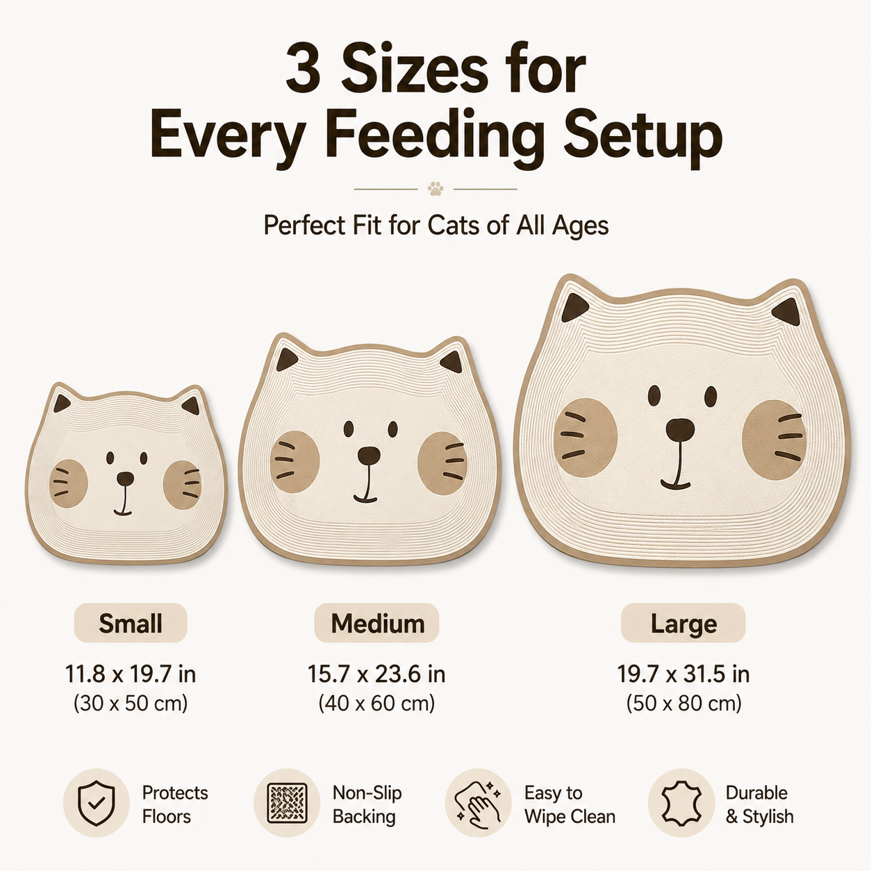 Cute Cat-Shaped Non-Slip Pet Feeding Mat – Easy-Clean Floor Protector for Food & Water Bowls