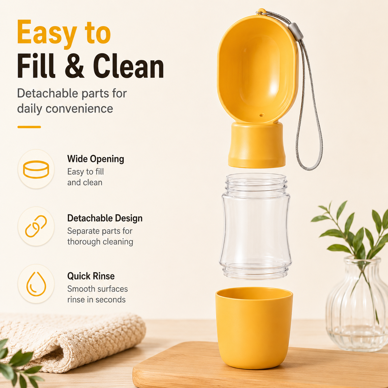 2-in-1 Portable Dog Water Bottle with Food Storage – Leak-Resistant Travel Dispenser with Return-Flow Drinking Bowl