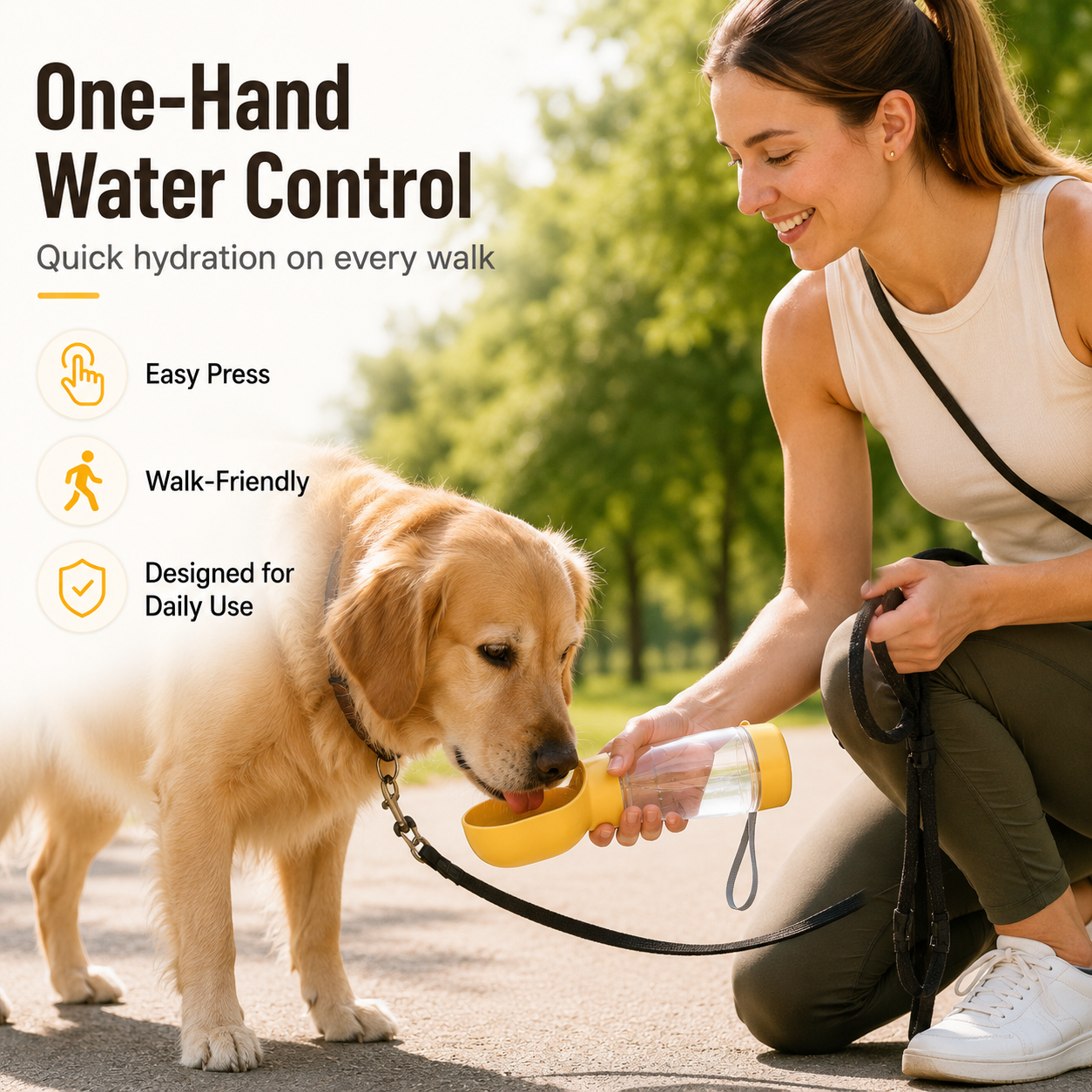 2-in-1 Portable Dog Water Bottle with Food Storage – Leak-Resistant Travel Dispenser with Return-Flow Drinking Bowl