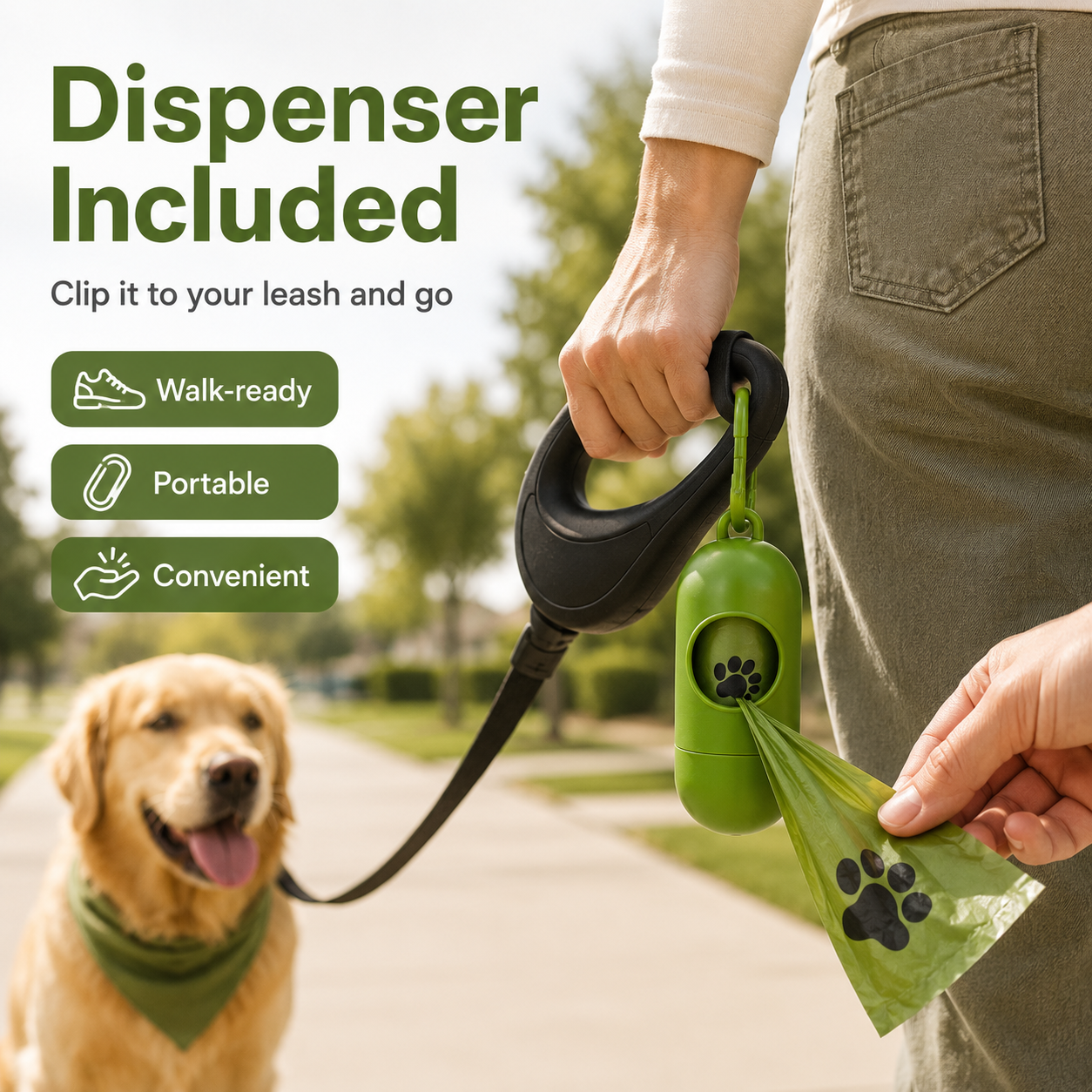 390-Count Extra-Thick Dog Poop Bags with Leash Dispenser – Leak-Resistant, Easy-Tear Pet Waste Bags