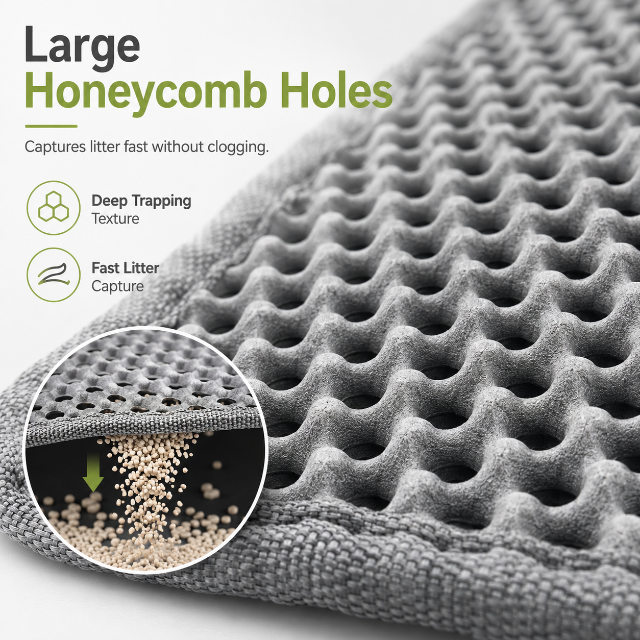 Double-Layer Honeycomb Cat Litter Mat – Soft Washable Litter Trapper for Cleaner Floors