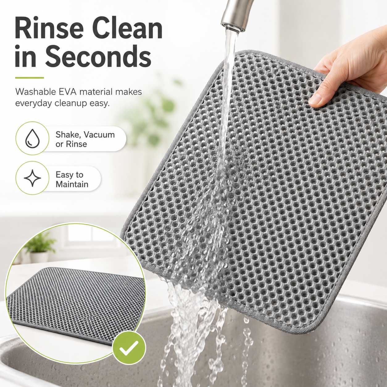 Double-Layer Honeycomb Cat Litter Mat – Soft Washable Litter Trapper for Cleaner Floors