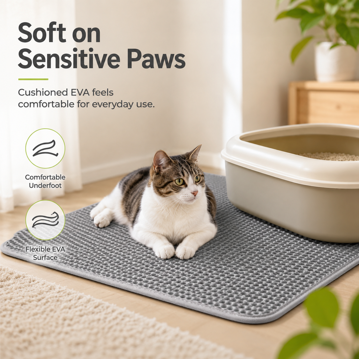 Double-Layer Honeycomb Cat Litter Mat – Soft Washable Litter Trapper for Cleaner Floors