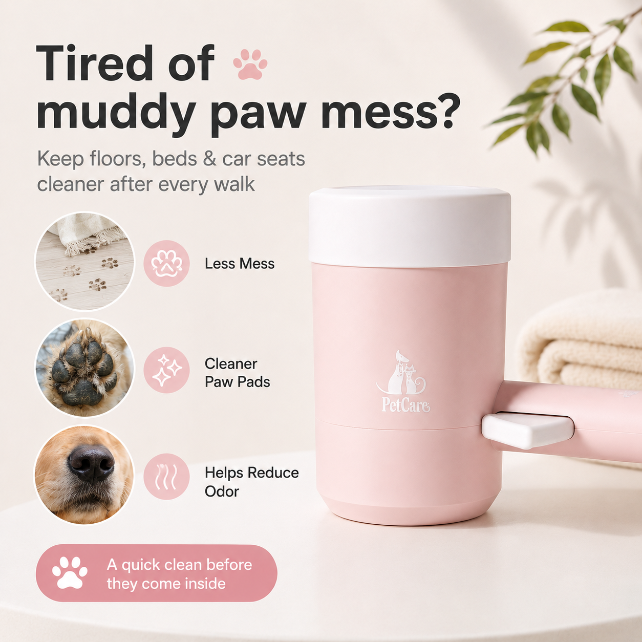 Manual Dog Paw Cleaner Cup with Handle – Portable Paw Washer for Muddy Paws, Soft Silicone Brush for Dogs & Cats