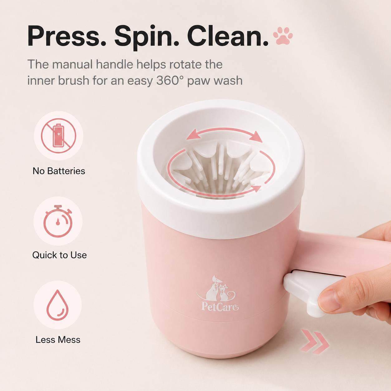 Manual Dog Paw Cleaner Cup with Handle – Portable Paw Washer for Muddy Paws, Soft Silicone Brush for Dogs & Cats