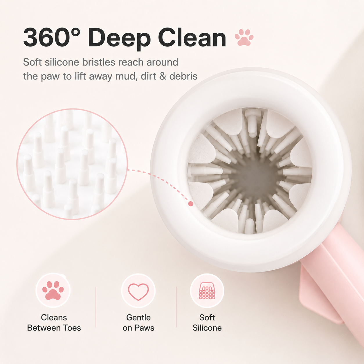 Manual Dog Paw Cleaner Cup with Handle – Portable Paw Washer for Muddy Paws, Soft Silicone Brush for Dogs & Cats