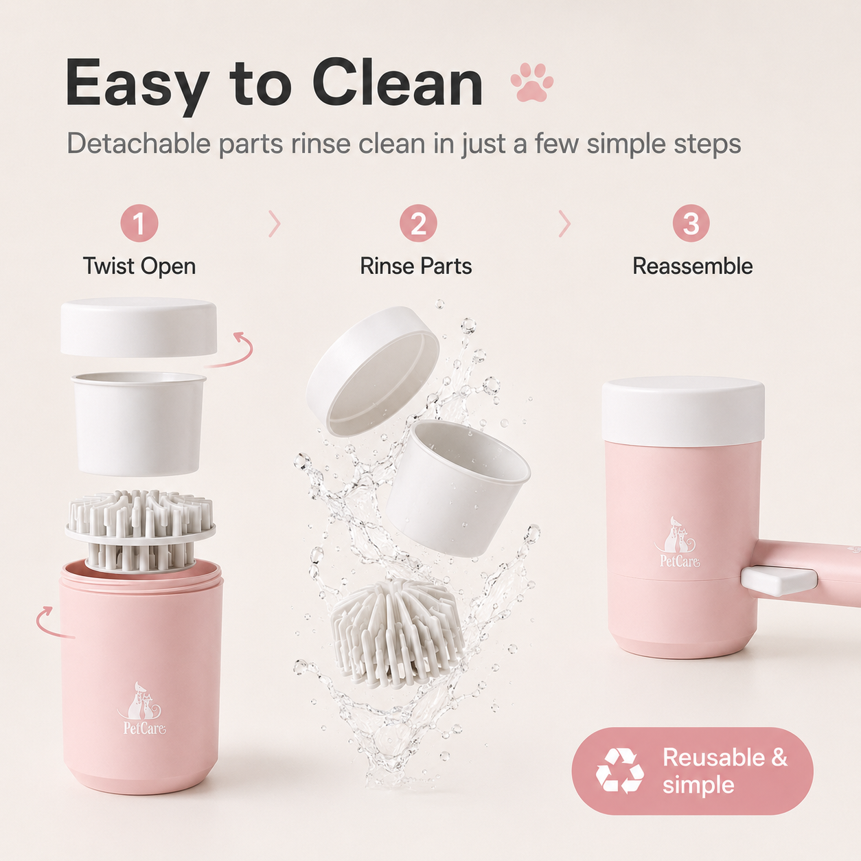 Manual Dog Paw Cleaner Cup with Handle – Portable Paw Washer for Muddy Paws, Soft Silicone Brush for Dogs & Cats