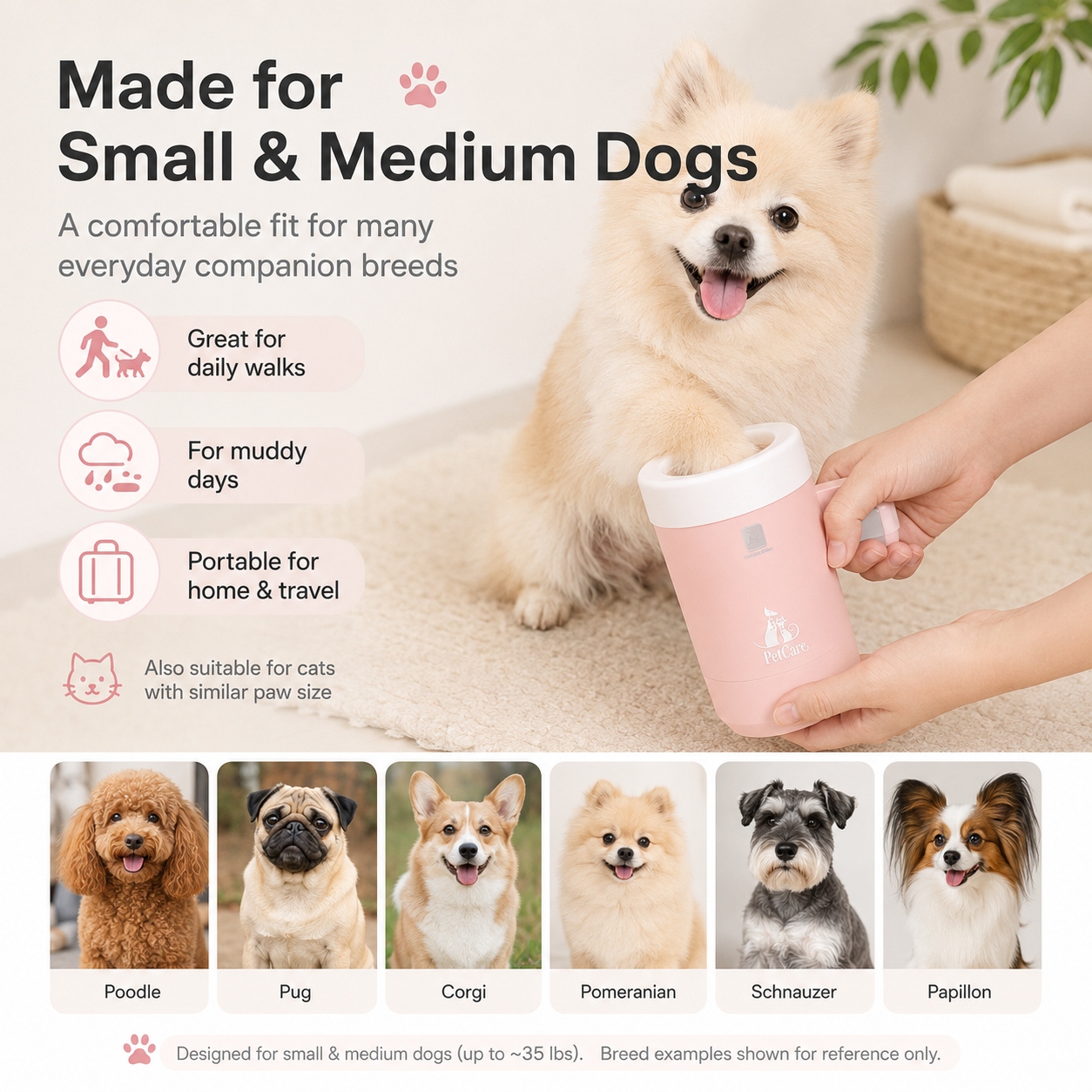 Manual Dog Paw Cleaner Cup with Handle – Portable Paw Washer for Muddy Paws, Soft Silicone Brush for Dogs & Cats