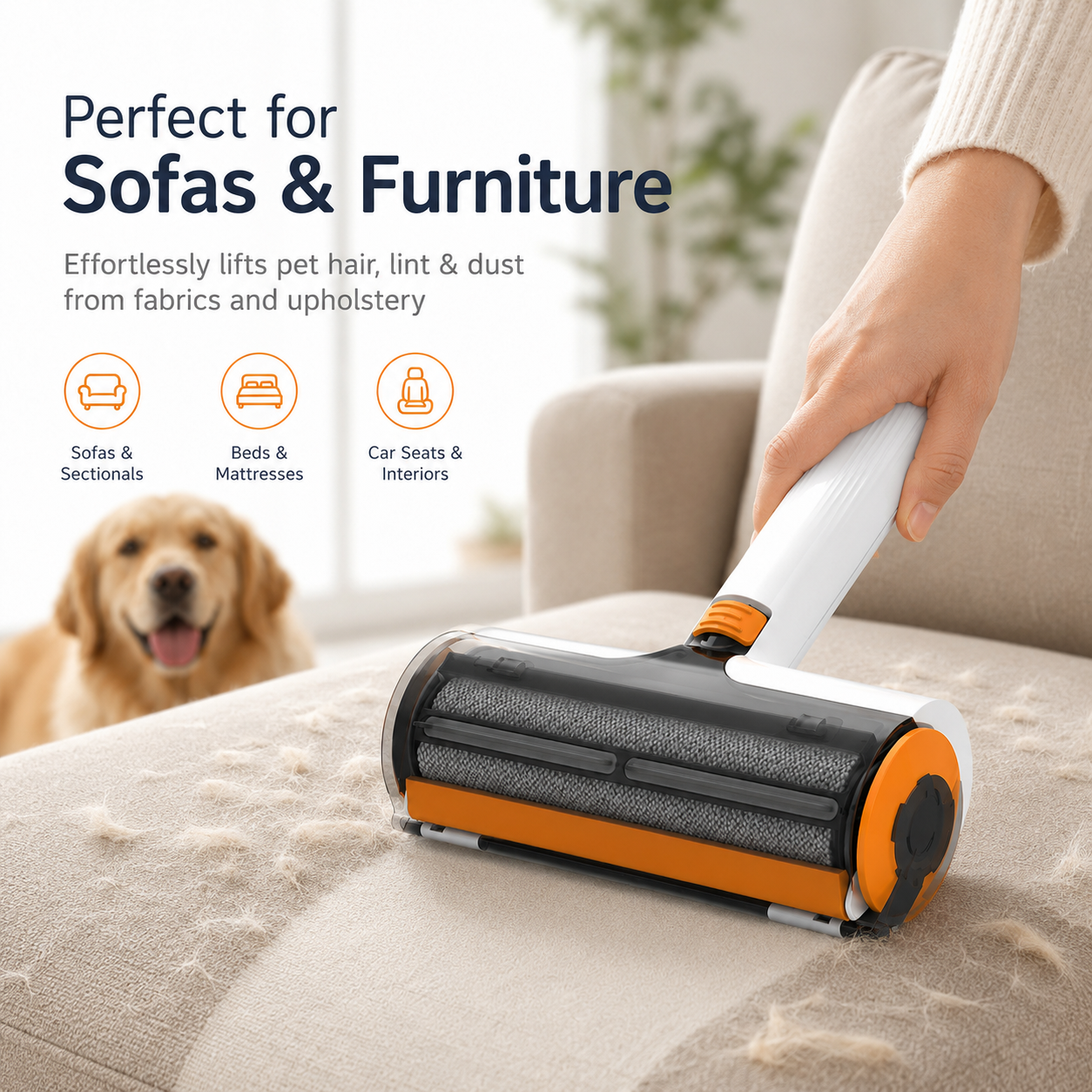Portable Pet Hair Remover Roller – Easy-Clean Lint Roller for Dog & Cat Hair on Clothes, Sofas, Bedding & Car Seats