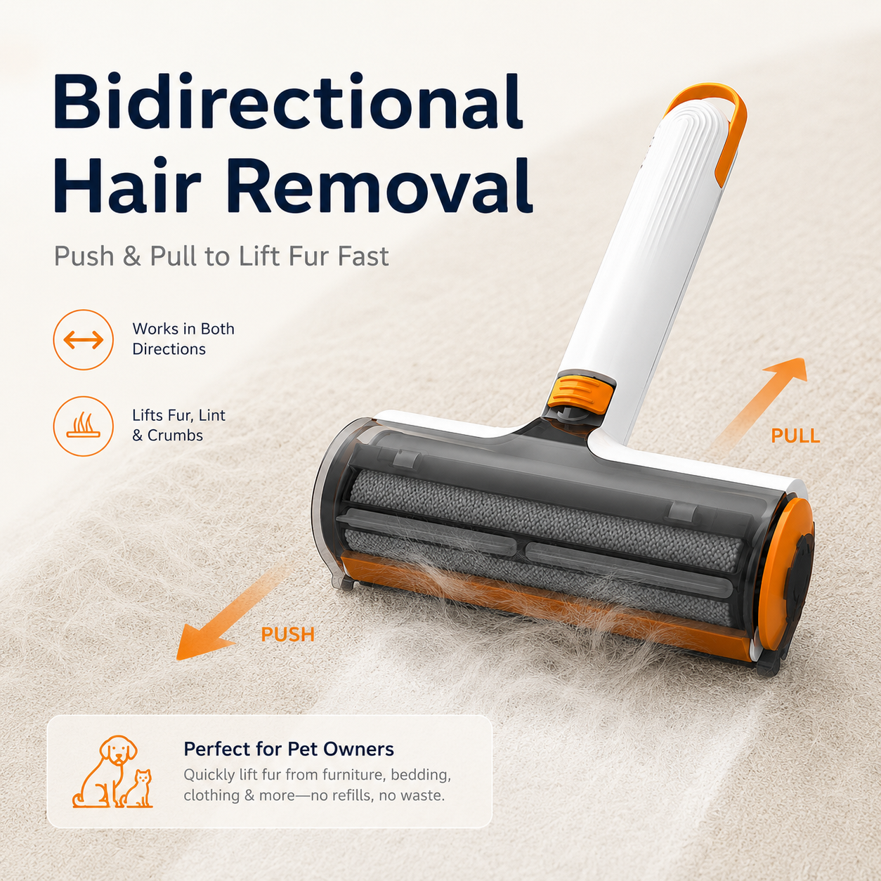 Portable Pet Hair Remover Roller – Easy-Clean Lint Roller for Dog & Cat Hair on Clothes, Sofas, Bedding & Car Seats