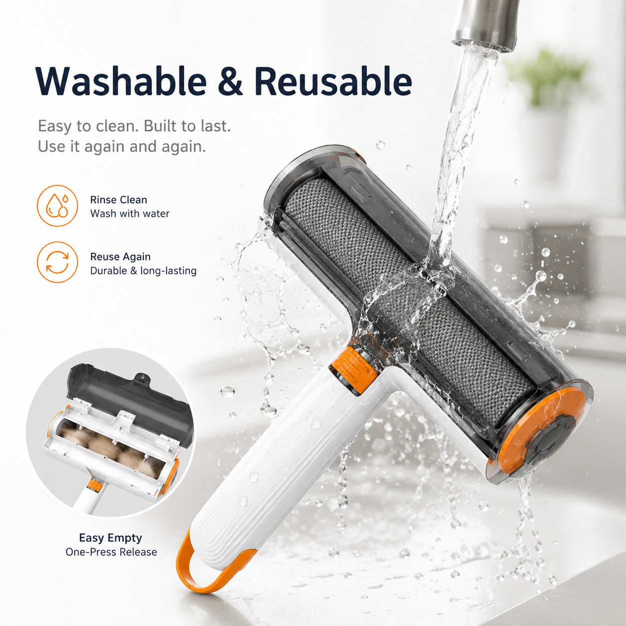 Portable Pet Hair Remover Roller – Easy-Clean Lint Roller for Dog & Cat Hair on Clothes, Sofas, Bedding & Car Seats
