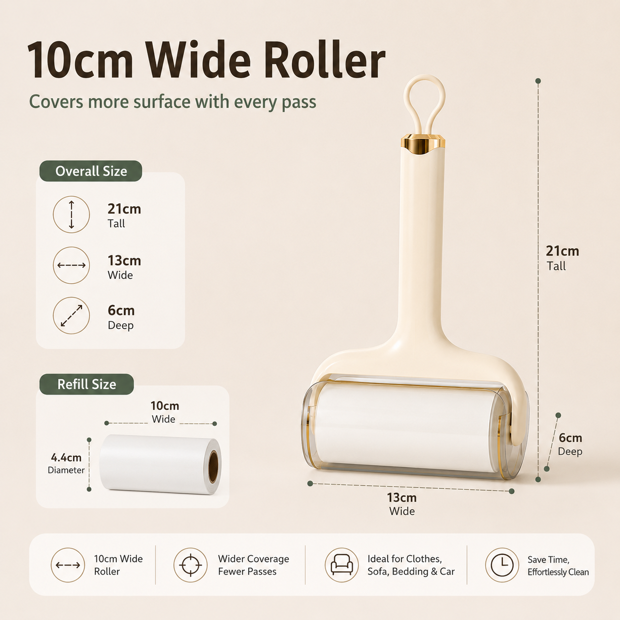 Reusable Pet Hair Lint Roller with Replaceable Sticky Refill – Portable Dog & Cat Hair Remover for Clothes, Sofas & Bedding