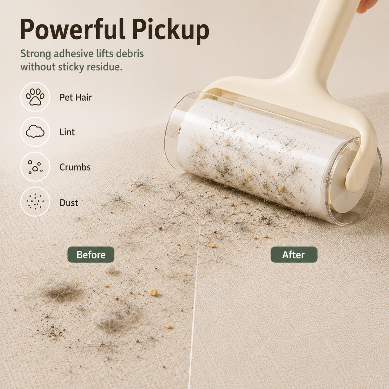 Reusable Pet Hair Lint Roller with Replaceable Sticky Refill – Portable Dog & Cat Hair Remover for Clothes, Sofas & Bedding