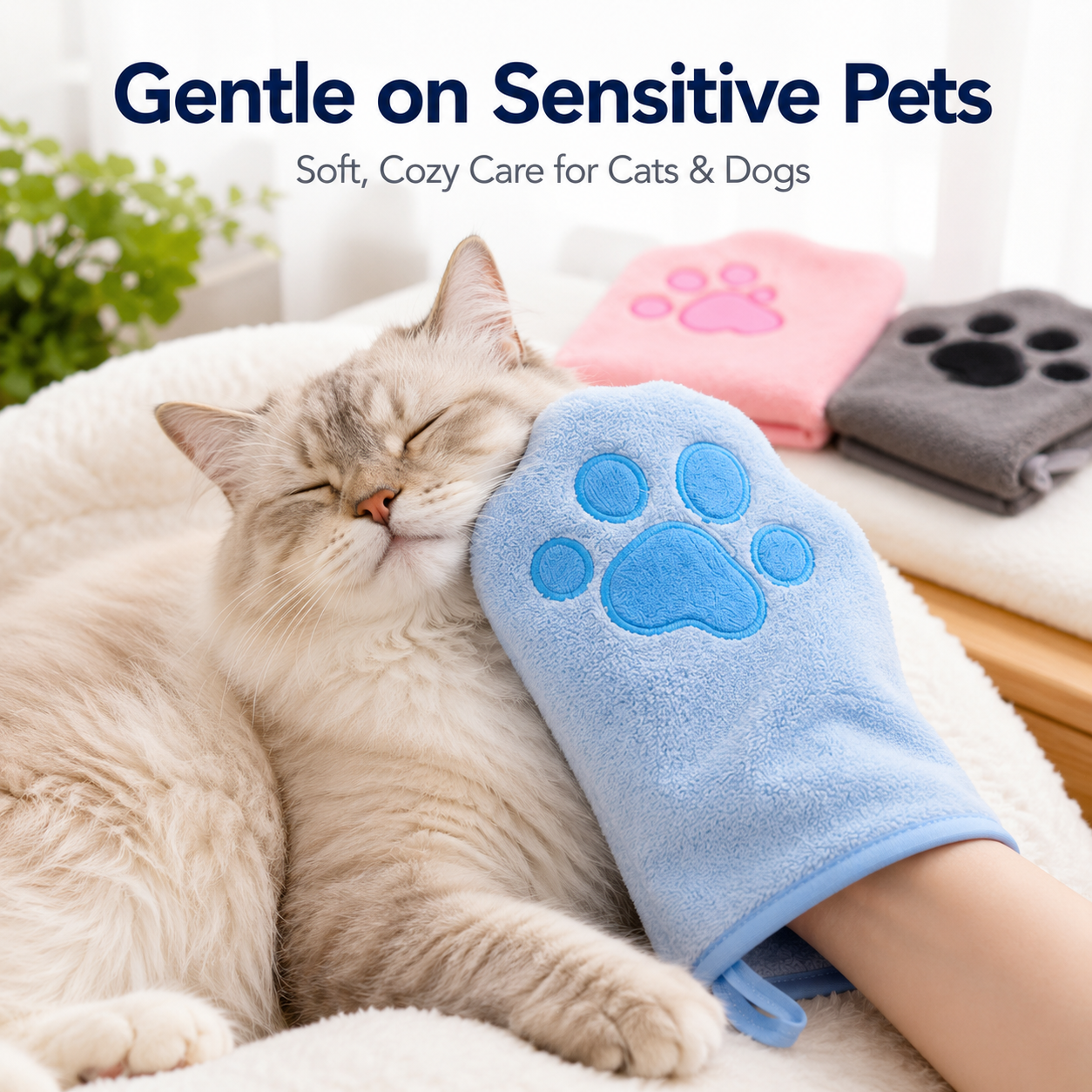 Paw-Shaped Pet Drying Mitt – Soft Quick-Absorbent Towel Glove for Dogs & Cats
