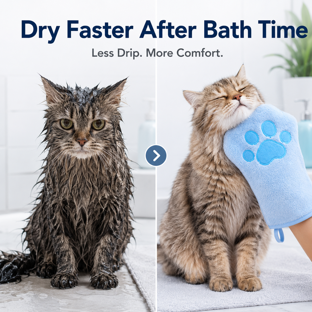 Paw-Shaped Pet Drying Mitt – Soft Quick-Absorbent Towel Glove for Dogs & Cats