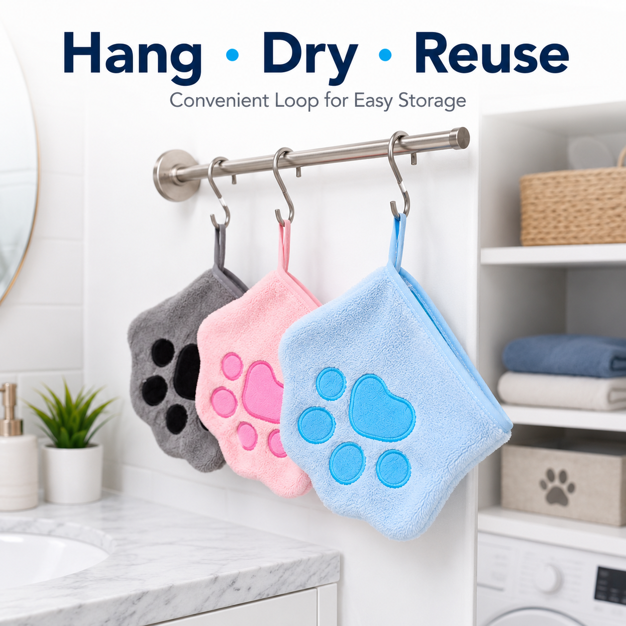 Paw-Shaped Pet Drying Mitt – Soft Quick-Absorbent Towel Glove for Dogs & Cats