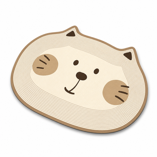 Cute Cat-Shaped Non-Slip Pet Feeding Mat – Easy-Clean Floor Protector for Food & Water Bowls