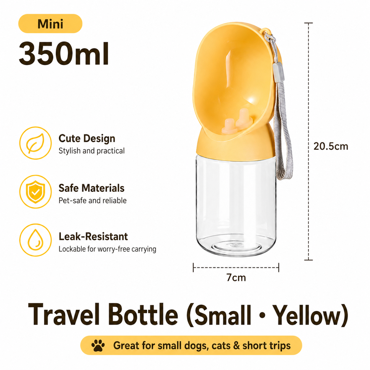 2-in-1 Portable Dog Water Bottle with Food Storage – Leak-Resistant Travel Dispenser with Return-Flow Drinking Bowl